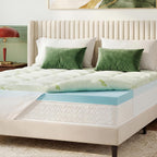 Queen Memory Foam Mattress Topper, 4 Inch Dual Layer Gel Foam Mattress Pad With Soft Pillow Top Cover, Viscose Made From Bamboo, Overfilled, Deep Pocket 8"-18"