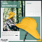 Souwester, Rain Hat - Waterproof Cap with Wide Brim and Earflaps Yellow