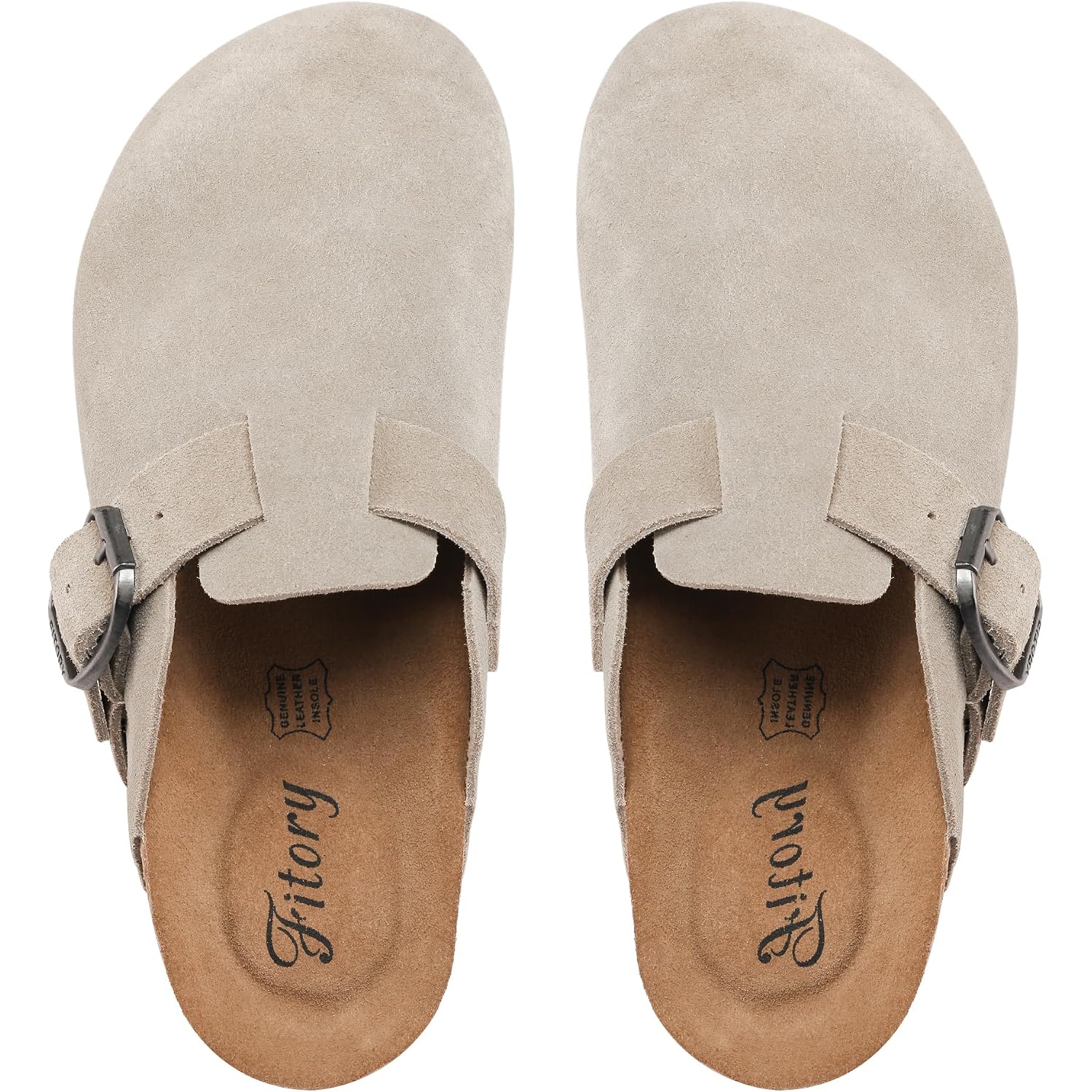 Fitory Womens Clogs Slip-On Potato Shoes Leather Mules With Suede Cork Footbed Size 6-11