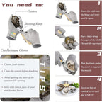 Mybmhtnb Oyster Shucking Knife Set Of 2 Stainless Steel Oyster Knifes And 2 Pairs Level 5 Cut-Resistant Gloves，Oyster Knives Suitable For All Kinds Of Shells And Oysters Shucking