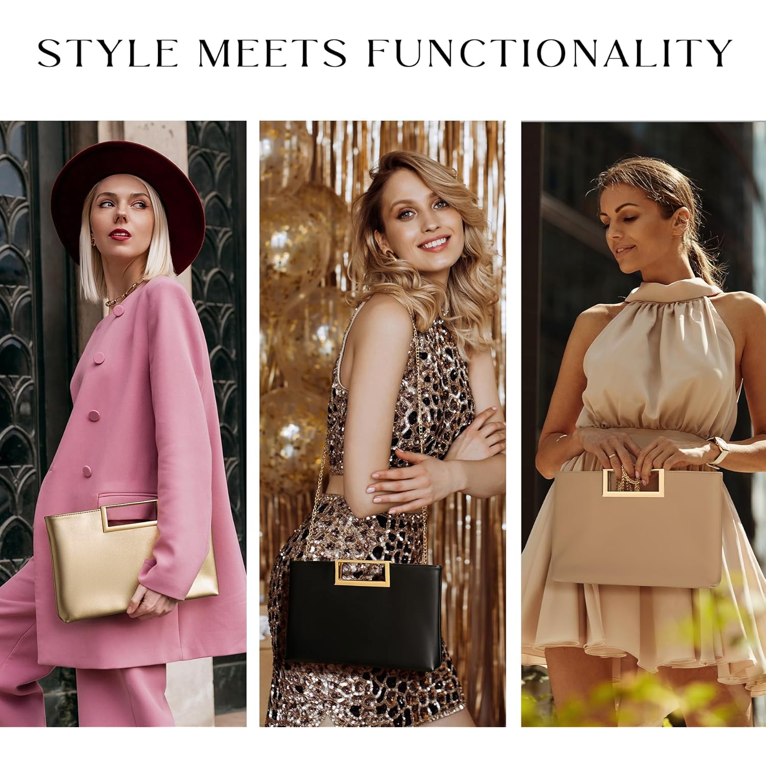 SWEETV CHUNLI Clutch Purses for Women Evening Formal, Fashion PU Leather Purse for Prom, Cocktail, and Wedding