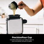 Ninja Belgian Waffle Maker Pro | Vertical Design | 5 Shade Settings with Precision-Pour Cup & Chef-curated Recipe Guide | Black & Silver | BW1001