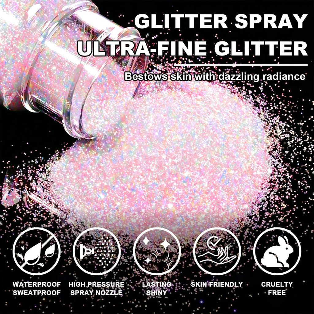 1Pc Hair And Body Glitter Spray, Shimmering Powder Sparkle Powder Makeup, Glitter Loose Sparkle Makeup For Body Highlighter,Festival Prom Rave Accessories，10G (Pastel)