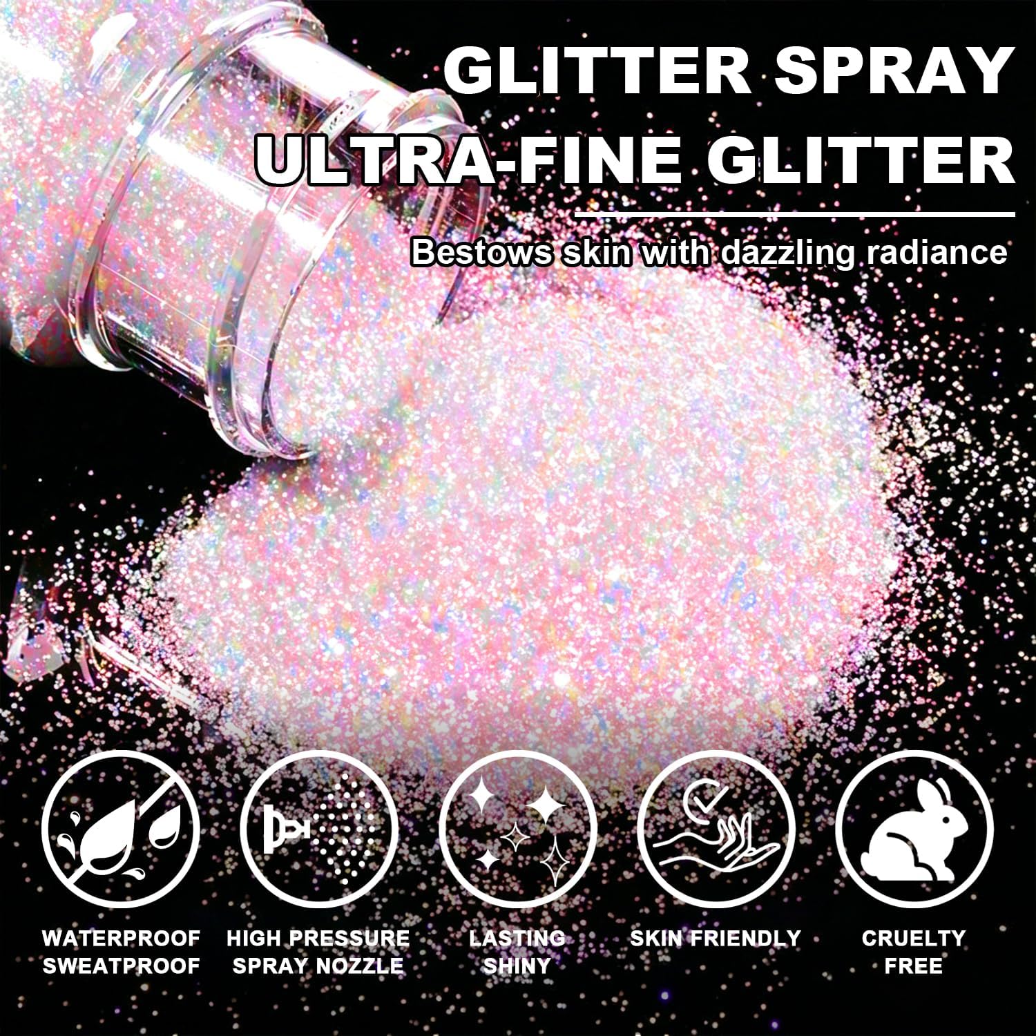 1Pc Hair And Body Glitter Spray, Shimmering Powder Sparkle Powder Makeup, Glitter Loose Sparkle Makeup For Body Highlighter,Festival Prom Rave Accessories，10G (Pastel)