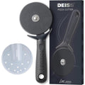 Deiss Lux Heavy Duty Pizza Cutter With Wheel Slicer- Stainless Steel Sharp Smooth Pizza Cutter Wheel With Easy Grip Non-Slip Handle, Dishwasher Safe (Black)