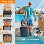 Ausic 5 Gal 12" Portable Misting Fan For Outside Patios, 30000Mah Outdoor Rechargeable Battery Oscillating Fan With Remote, Cooling Camping Dugout Fan With Light/Timer/Caster, Summer Essential
