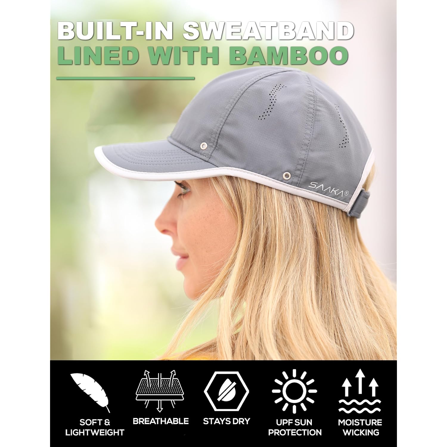 Featherlight Sports Hat. Lightweight, Quick Drying. Running, Tennis & Golf Cap for Women & Girls Graphite