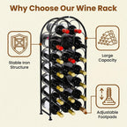 23 Bottles Arched Freestanding Floor Metal Wine Rack Wine Bottle Holders Stands, Black