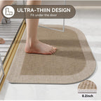 YDKGL Half Circle Bath Mat, Non Slip Bath Mat, Thin Bathroom Rugs Fit Under Door Quick Dry Absorbent Washable Bathroom Mat with Rubber Backing, Brown Beige 16x24