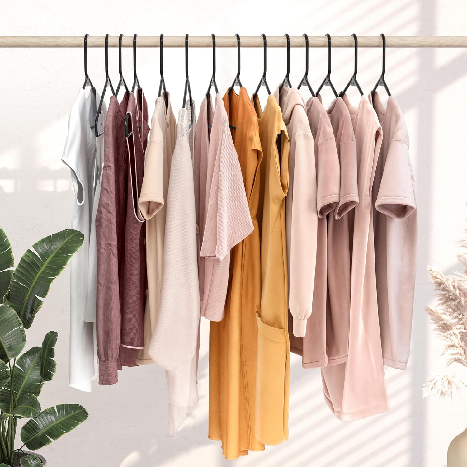 Plastic Hangers 20 Pack Black - Clothes Hangers - Makes The Perfect Coat Hanger And General Space Saving Hangers For Closet And New Apartment Essentials - Percheros Ganchos Para Colgar Ropa Hangars
