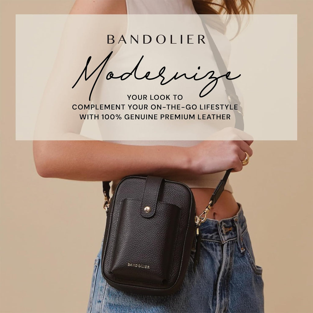 Bandolier Dillon Bag Crossbody | Stylish Pebble Leather Bag | Adjustable Strap, Exterior Slip Pocket | Bags for Women