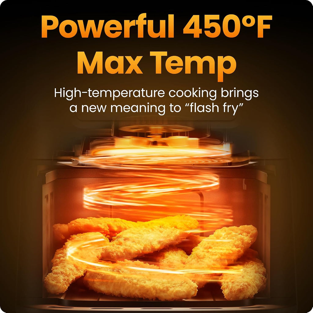 Chefman Air Fryer – 4-In-1 Slim 3.5 Qt Airfryer, Air Fry, Bake, Dehydrate, Frozen, 450°F Max Temp For Extra Crispy Results In Minutes, Nonstick Ceramic Coating, Dishwasher-Safe Accessories - Black
