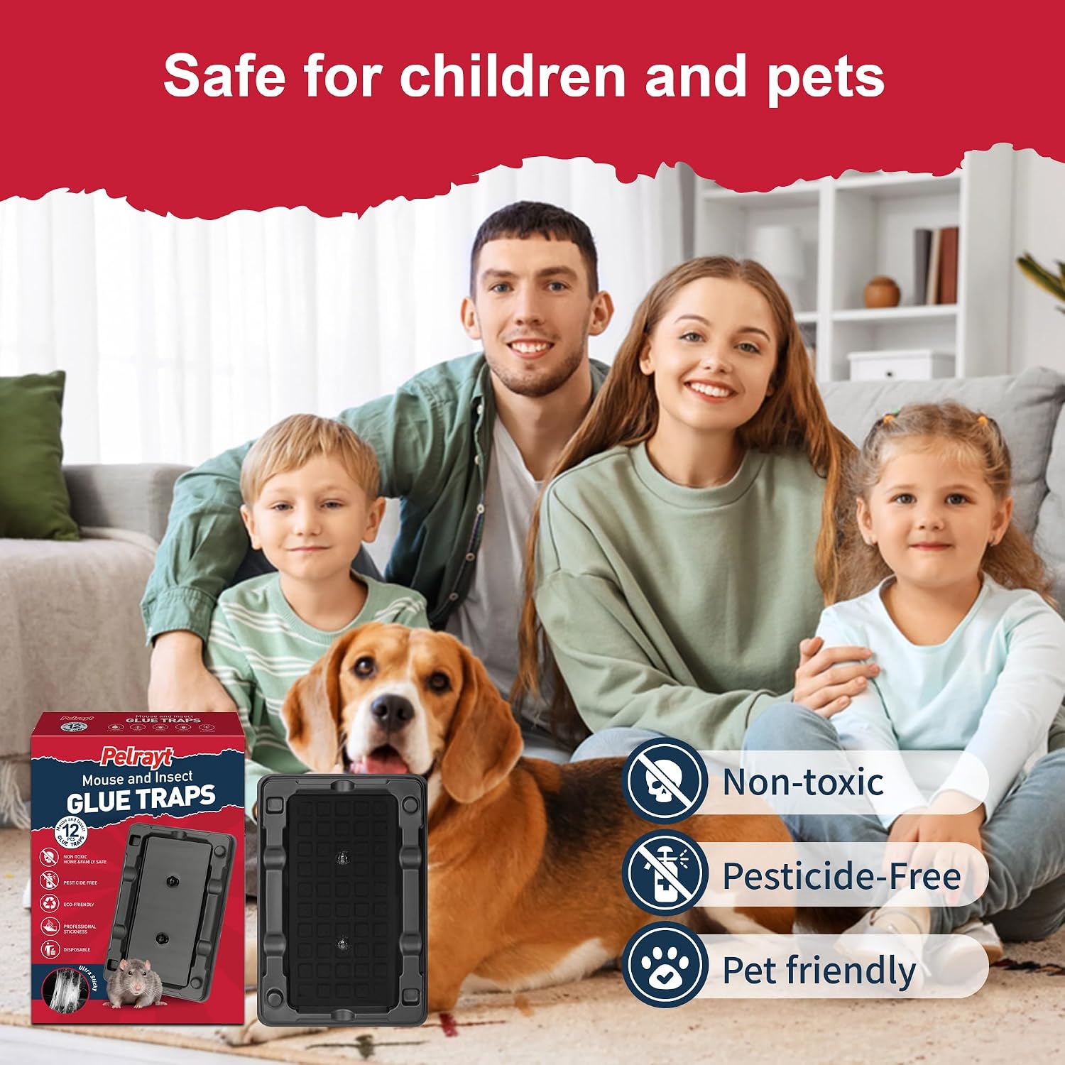Glue Mouse Traps Indoor For Home -12 Pack Sticky Mousetraps Indoor For Safe Home Pest Control. Pre-Scented, Non-Toxic Glue Boards For Mice, Mouse & & Insects. Easy To Use