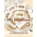 42 Pairs Gold Hoop Earrings Set for Women, Hypoallergenic Multipack Small to Chunky Hoops, Pearl & Twisted Trendy Earrings for Everyday Wear & Mothers Day Gifts