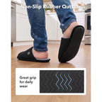 Everfoams Men'S Cotton Knit Slippers Lightweight Memory Foam Indoor Breathable House Shoes With Anti-Skid Sole