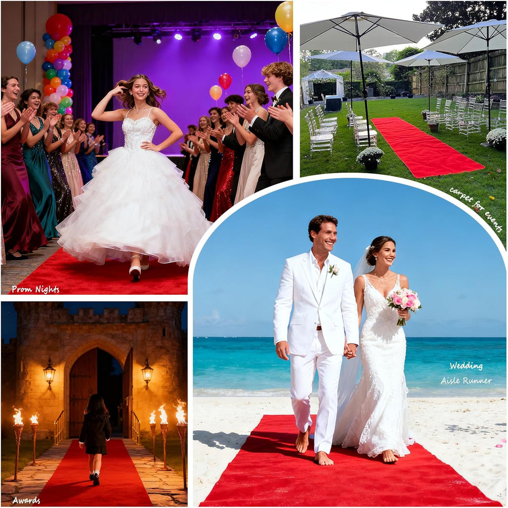 3x10 ft Extra Thick Red Carpet Runner for Party & Events,Festival Celebration,Prom Proposal & Wedding, Graduation Ceremony, Award Ceremony,VIP Reception,Heavy-Duty Red Rug
