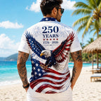 America 250Th Anniversary Hawaiian Shirt 1776-2026, Patriotic Eagle Flag Button Down Shirts Men, Gifts For Independence Day