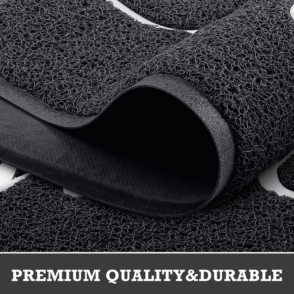 Cozybounty Black Door Mat Welcome Mats Outdoor Indoor Non-Slip Doormat For Entryway Low-Profile Floor Mat For Yard, Garage, High Traffic Areas (30"X17.5", Black)