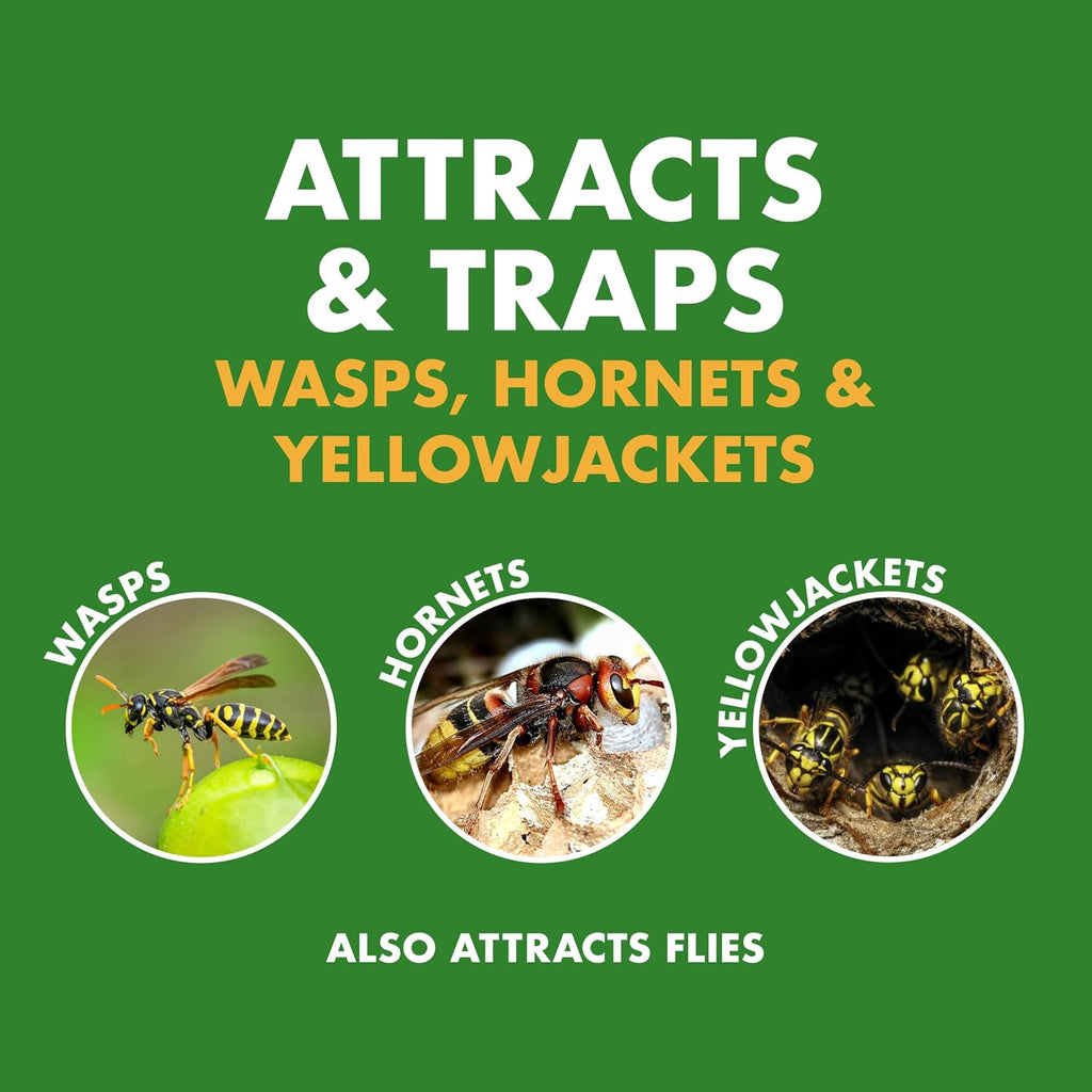 Spectracide Wasp, Hornet & Yellowjacket Trap, Hanging Wasp & Hornet Trap With A Quick-Drown Formula That Submerges & Kills Insects, 1 Count