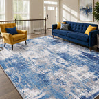 Releany Washable Area Rugs 5'X7' Non-Slip Modern Abstract Soft For Living Room Entryway Bedroom Kitchen, Print Pattern, Blue Grey Navy Gray