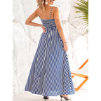 Cupshe Womens Summer Maxi Dress Casual Sleeveless Square Neck Striped Beach Long Dress With Pockets