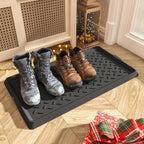 Supenuin Boot-Tray Heavy Duty Rubber Mat With Lip Waterproof Shoe Mat Tray For Entryway Indoor Outdoor Multi Use Catch All Trays Entryway Shoe Storage 16X27.5 Inches