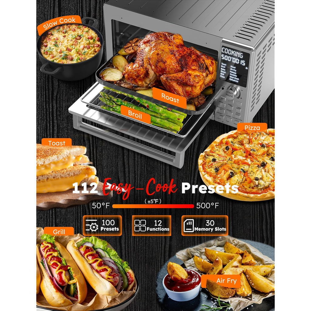 Nuwave Bravo Xl Pro Air Fryer Toaster Oven With Grill Combo, 2026 New Ultra-Fast Convection System, 35% Crispier, 2X More Even, 142 Presets, 50-500F, Smarter Probe, Pfas Free, 30Qt, Stainless Steel