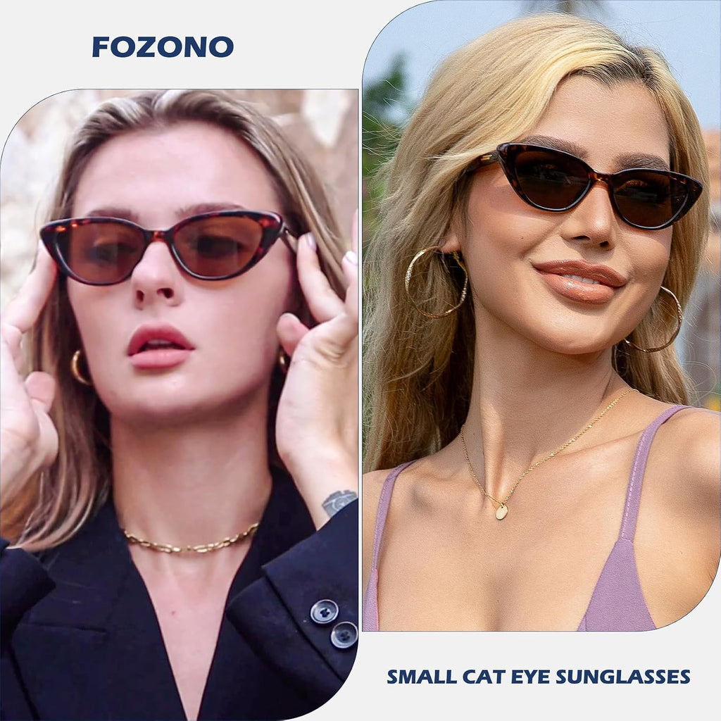 Retro Vintage Narrow Cat Eye Sunglasses For Women 90S Small Chic Trendy Sunnies Uv400 Party Driving Fzn7514