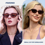 Retro Vintage Narrow Cat Eye Sunglasses For Women 90S Small Chic Trendy Sunnies Uv400 Party Driving Fzn7514