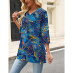 3/4 Length Sleeve Cotton Linen Womens Tops V Neck Loose Fit Dressy Casual Blouse Flowy Shirts Womens Clothing