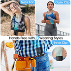 2026 Ai Portable Fan Rechargeable, 4-Speed Strong Airflow, Personal Waist Fan With Up To 25H Of Working Time, Hands-Free Hanging Neck Fan, Wearable Belt Fan For Camping, Outdoor, Jobsite