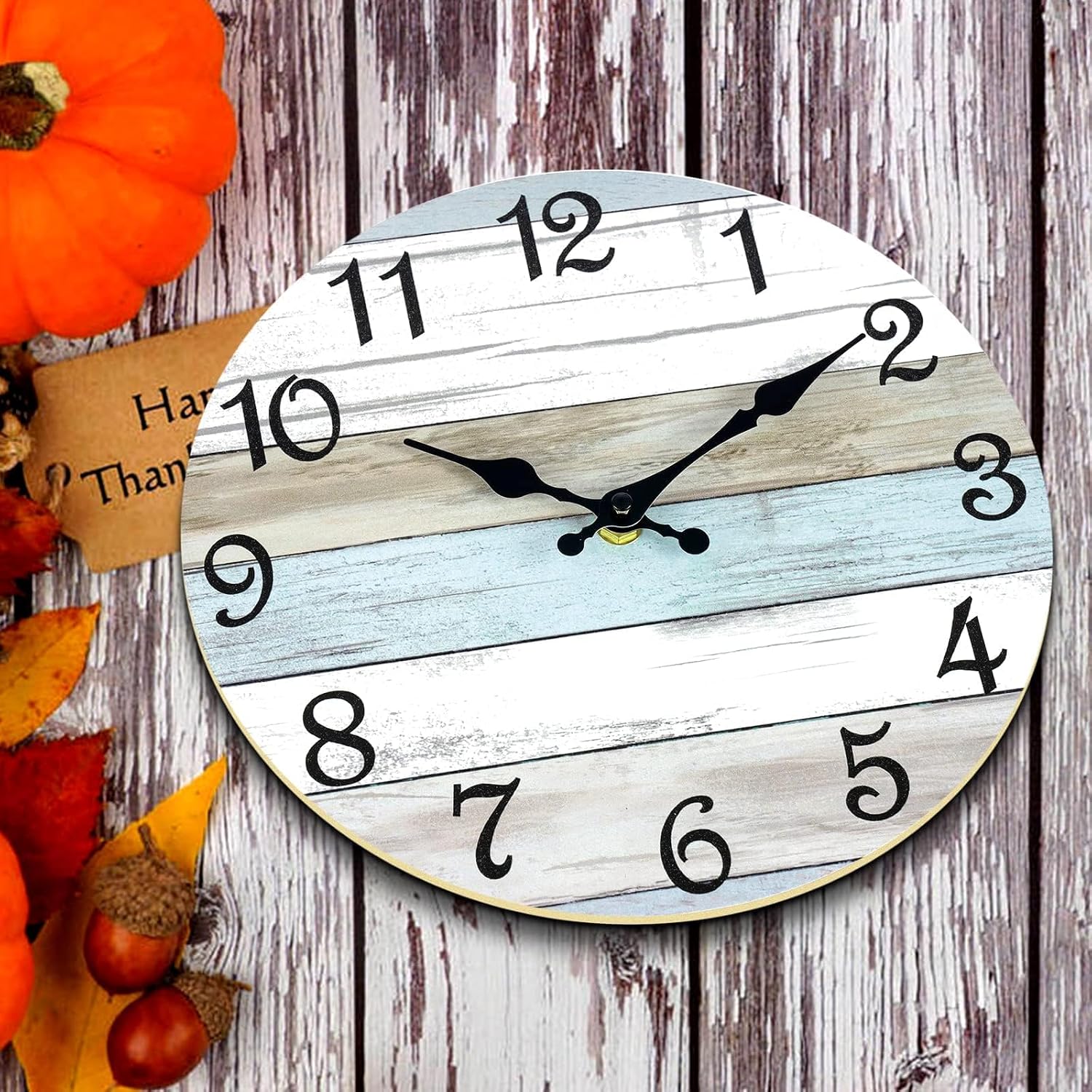 Wall Clock, Silent Non Ticking Battery Operated, Rustic Coastal Country Clock Decorative For Bathroom Kitchen Bedroom 8