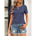 Anrabess Womens Short Sleeve Tops Summer Tshirts Cute Keyhole Neck Casual Basic Tee Dressy Work 2026 Spring Trendy Outfits