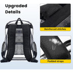 Vorspack Clear Backpack Heavy Duty Pvc Transparent Backpack With Reinforced Strap Stitches & Large Capacity For College Workplace Security - Black