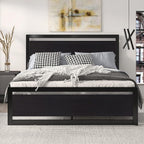 Sha Cerlin Heavy Duty Queen Size Bed Frame With Modern Headboard, Black