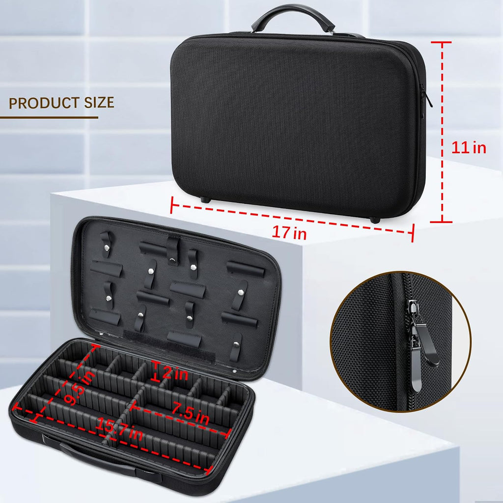 Barber Clippers Briefcase, 17-Inch Hair Cutting Supplies Bag | For Groomer, Trimmer Razor Storage Case For Men, Pet Grooming Kits Organizer For Ufree/For Wahl/For Andis - Black