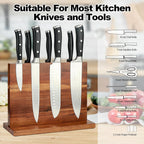 Magnetic Knife Block Double Sided Magnetic Knife Holder Rack with Strong Enhanced Magnets Acacia Wood Magnetic Knife Storage Stand