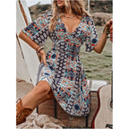 Beaudrm Women'S Vintage Western Dress Floral Cowgirl Outfits Country Mini Summer Flowy Boho Dress