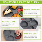 4-Cup Egg Pan, Premium Egg Pans Nonstick, Omelette Pan with Lid , Healthy Egg Frying Pan for Breakfast, Egg Sandwich, Hamburger, Pancake, Egg Skillet Suitable for Gas Stove & Induction Cookware