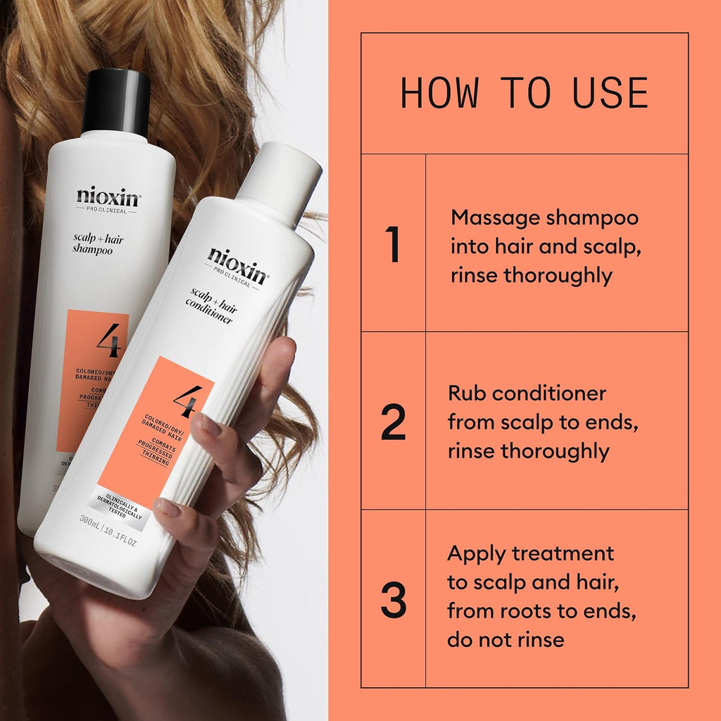 Nioxin Scalp + Hair Thickening System Kits | For Natural, Colored, & Damaged Hair With Light To Progressed Thinning | Strengthen & Boost Hair Density With Niacinamide & Biotin | 1 Month Supply