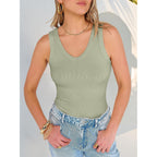 ANRABESS Tank Tops for Women V Neck Ribbed Knit Slim Fitted Sleeveless Basic Tee Tanks Casual Summer Clothes 2026