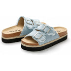 Pepstep Slide Sandals For Women With Soft Cork Footbed And Strap, Ladies Fashion Platform Slide Sandals Comfortable Slip On Style