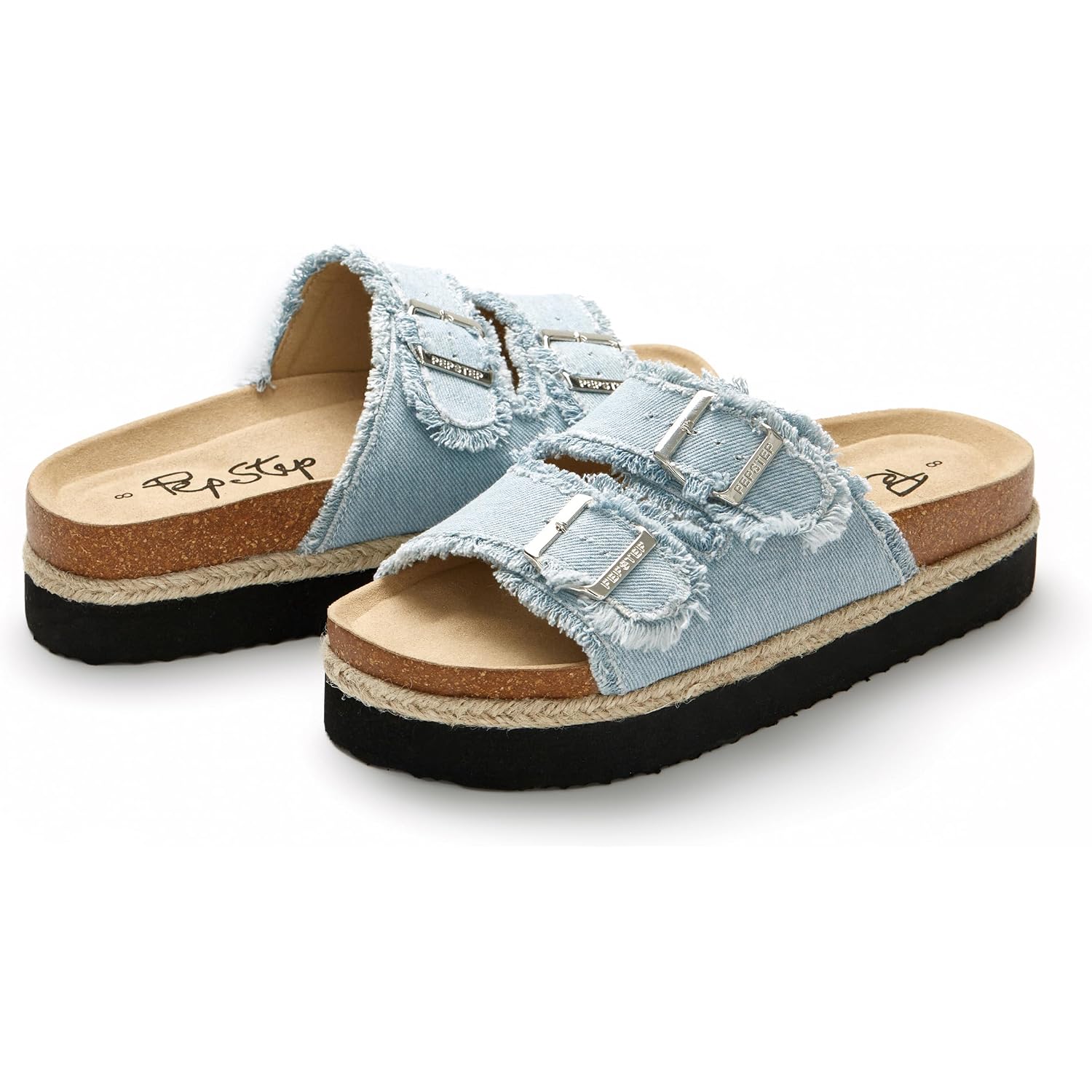 Pepstep Slide Sandals For Women With Soft Cork Footbed And Strap, Ladies Fashion Platform Slide Sandals Comfortable Slip On Style