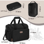 Large Insulated Hairdresser Bag With A Semi Detachable Divider And 2 Removable Pouches, Hairstylist Traveling Bag Holds Various Hair Cutting Tools, Black