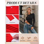 Zeagoo Women Long Sleeve Shirts Fitted Going Out Tops Crop Basic Tee Casual Work Clothes Trendy Fall Outfits Xs-Xl