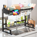 Adbiu Over The Sink Dish Drying Rack (Expandable Height And Length) Snap-On Design 2 Tier Large Dish Rack