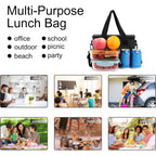 Femuar Reusable Lunch Box for Men/Women - Insulated Lunch Bag Leakproof Lunchbox for Work Office Picnic Beach - Freezable Lunch Cooler Bag with Adjustable Shoulder Strap - Black