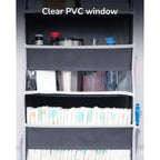 Ulg 1 Pack Over Door Organizer With 5 Large And 10 Mesh Side Pockets, 44 Lbs Weight Capacity Hanging Storage With Clear Window Kids Toys, Shoes, Diapers, Dark Grey, 5 Layers