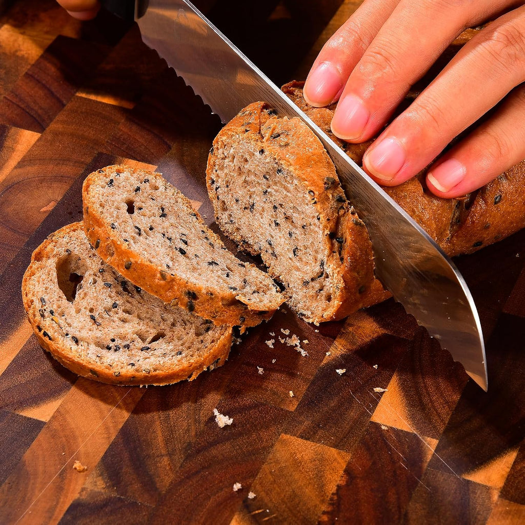 Omesata Bread Knife, Serrated 8 Inch Bread Knifes For Homemade Bread Sourdough, Blade Razor Sharp And Wavy Edge From Professional Stainless Steel