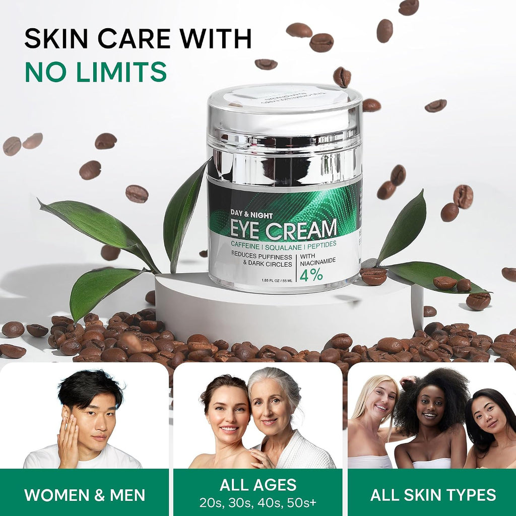Under Eye Cream For Dark Circles And Puffiness - Anti-Aging Caffeine Eye Cream Serum For Wrinkles With Retinol, Collagen, Peptides & Niacinamide - Mature & Older Skin - 1.85 Oz